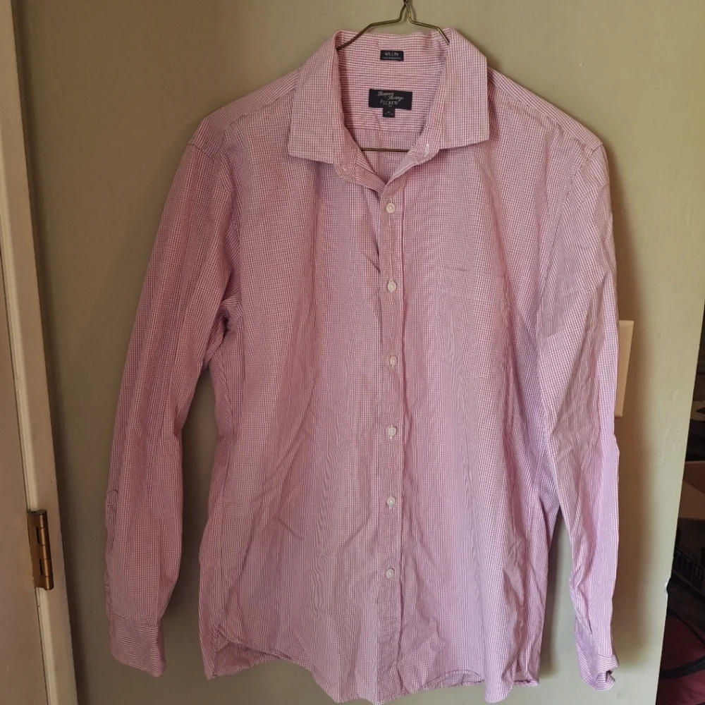 Men's J. Crew Pink Checkered Button Up Shirt Sz XL